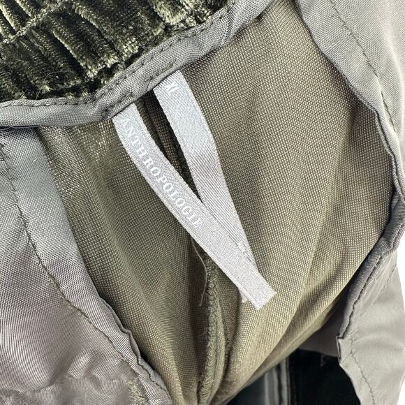 Anthropologie Womens XL Velvet Wide Leg Pants Green Elastic Waist Boho Holidays - Picture 5 of 13